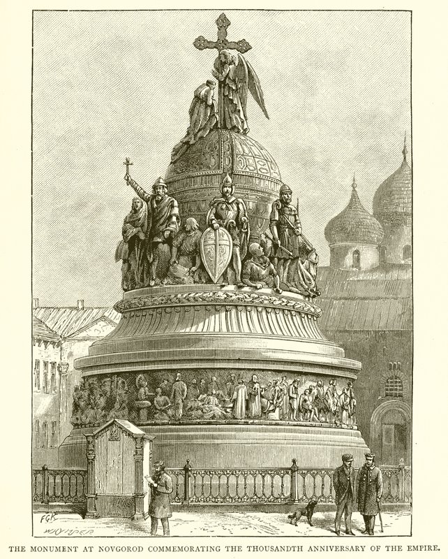 Monumentet i Novgorod til minde om imperiets tusindårsjubilæum, 1862 af English School