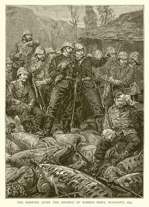 Morgenen efter forsvaret af Rorkes Drift, Zululand, 1879 af English School