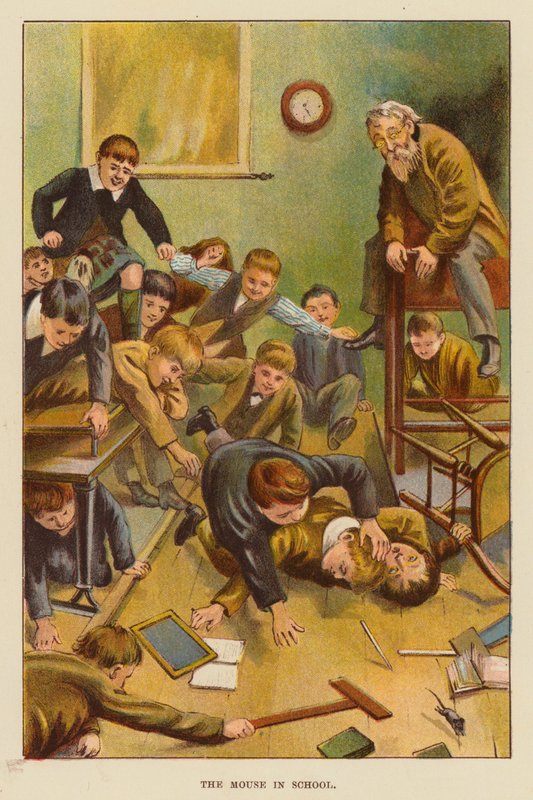 Musen i skolen (farve litho) af English School