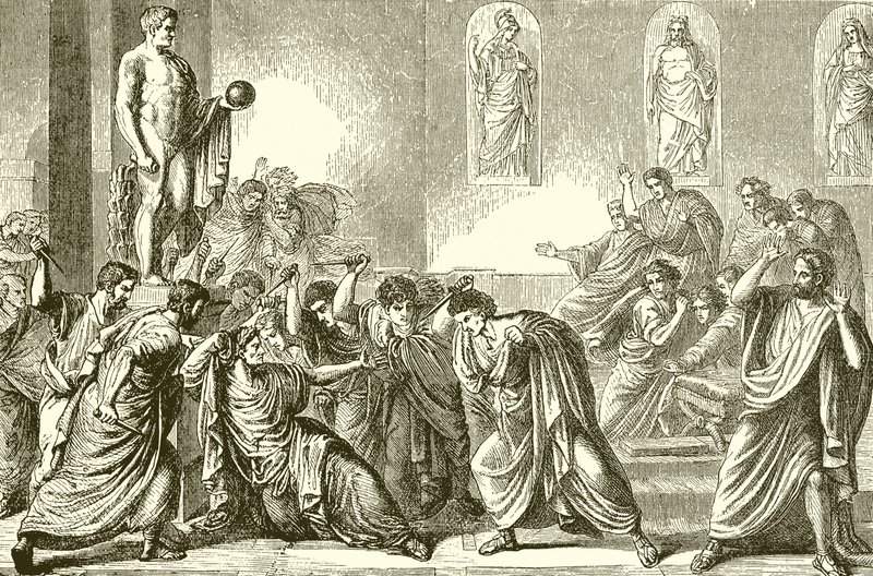 Mordet på Julius Cæsar (gravering) af English School