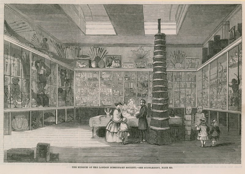 Museum of the London Missionary Society, på Bloomfield Street, offentliggjort i Illustrated London News, 25. juni 1859 af English School