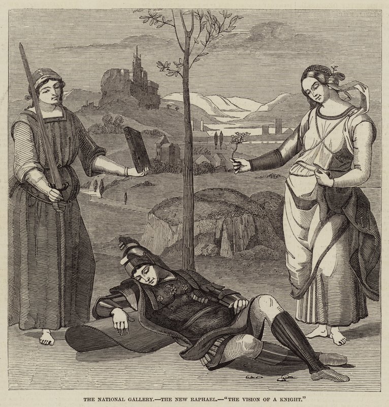 Nationalgalleriet, New Raphael, The Vision of a Knight (gravering) af English School