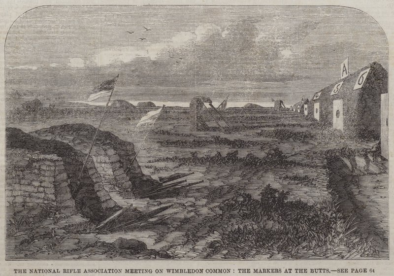 The National Rifle Association Meeting on Wimbledon Common, the Markers at the Butts (gravering) af English School