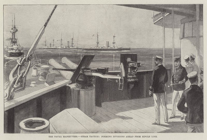 Flådemanøvrerne, Steam Tactics, danner divisioner foran fra Single Line (gravering) af English School
