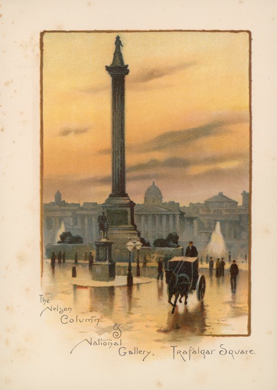 Nelson-søjlen, National Gallery, Trafalgar Square af English School