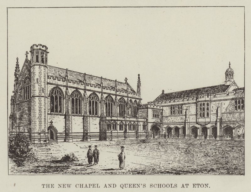 Det nye kapel og dronningens skoler i Eton (gravering) af English School