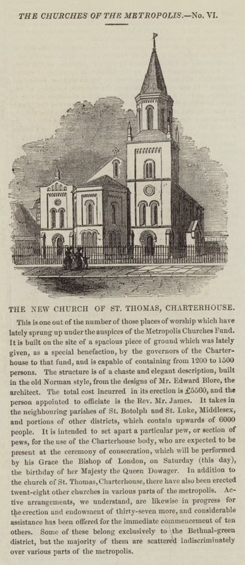 The New Church of St Thomas, Charterhouse (gravering) af English School