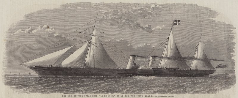 Det nye Clipper Steam-Ship "Ly-Ee-Moon," bygget til Opium Trade (gravering) af English School