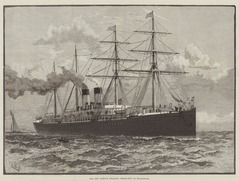 Det nye franske atlantiske dampskib La Bourgogne af English School