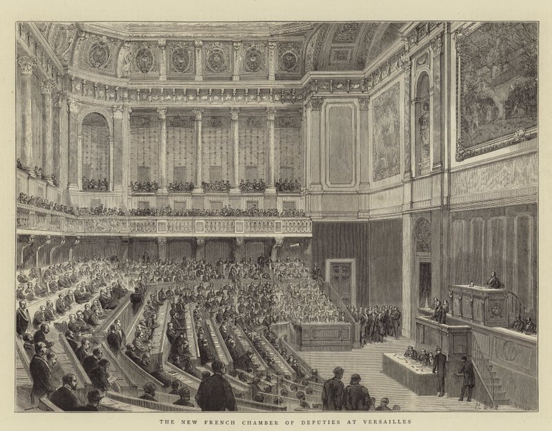 Det nye franske deputeretkammer i Versailles (gravering) af English School