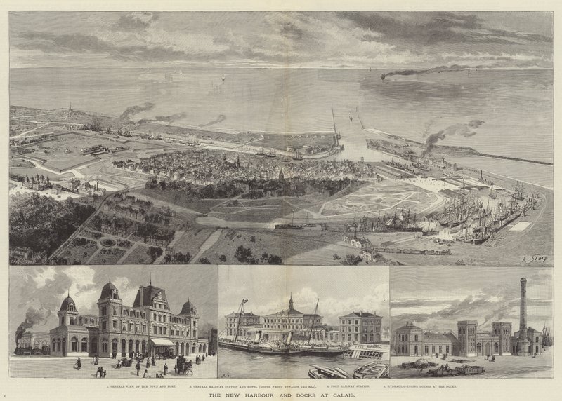 Den nye havn og havnen i Calais (gravering) af English School