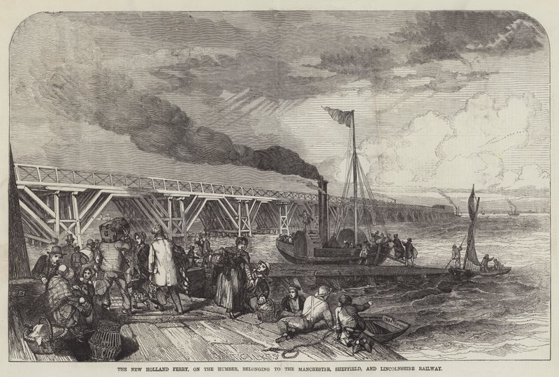 New Holland Ferry, på Humber, tilhørende Manchester, Sheffield og Lincolnshire Railway (gravering) af English School