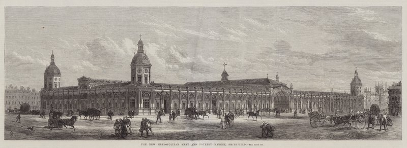 The New Metropolitan Meat and Poultry Market, Smithfield (gravering) af English School