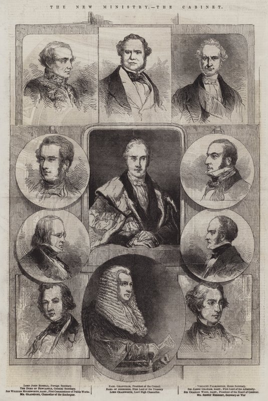 Det nye ministerium, kabinettet (gravering) af English School