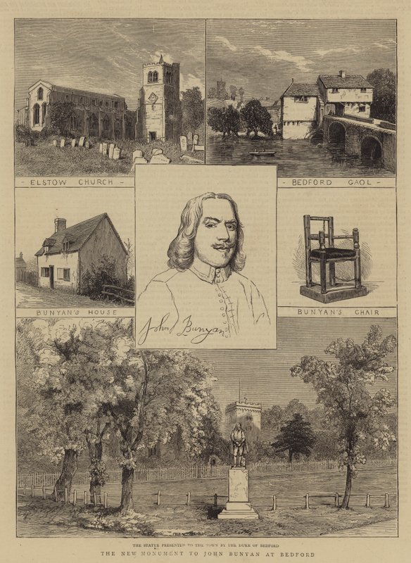 Det nye monument til John Bunyan ved Bedford (gravering) af English School