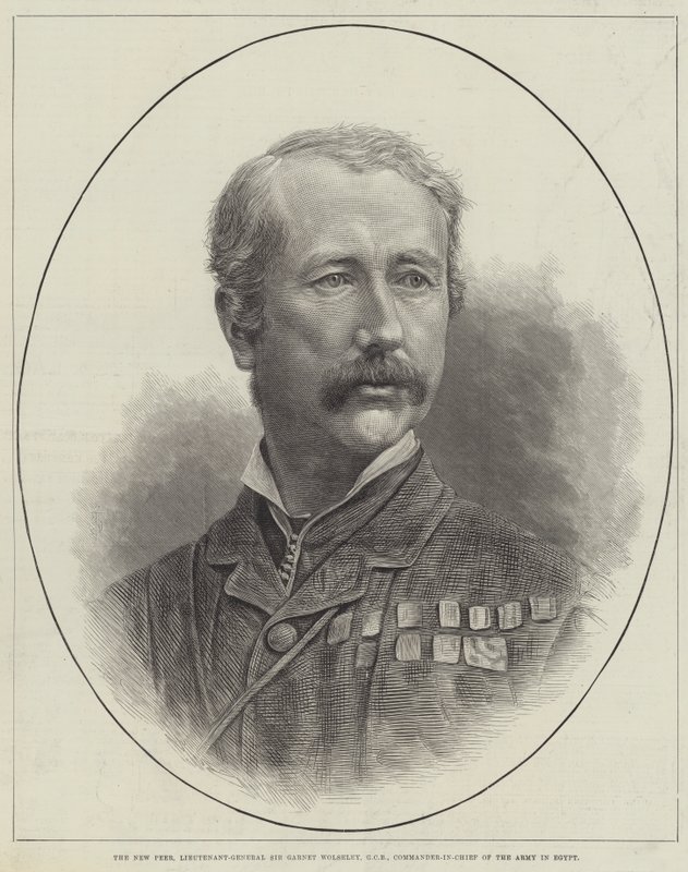 The New Peer, generalløjtnant Sir Garnet Wolseley, GCB, øverstbefalende for hæren i Egypten (gravering) af English School