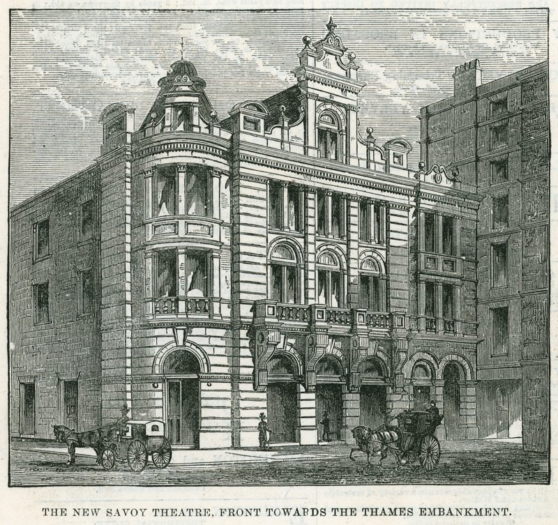 The New Savoy Theatre, front mod Thames Embankment af English School