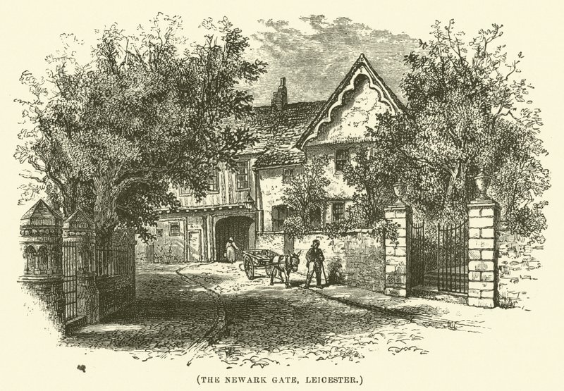 The Newark Gate, Leicester (kobberstik) af English School