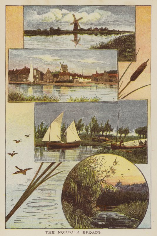 The Norfolk Broads (farvet gravering) af English School
