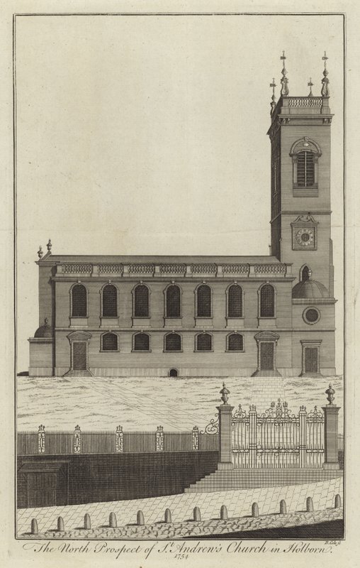 The North Prospect of St Andrews Church i Holborn af English School