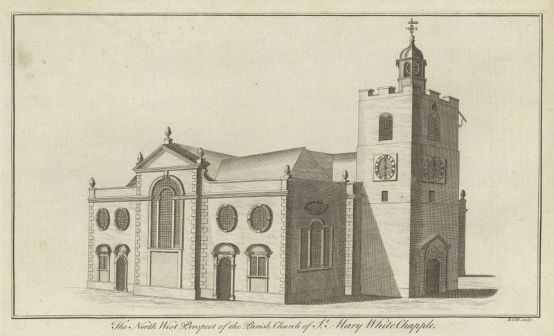 The North West Prospect of the Parish Church of St Mary Whitechapel, London af English School