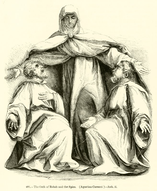 Rahabs ed og spionerne, Agostino Carracci, Joshua ii (gravering) af English School