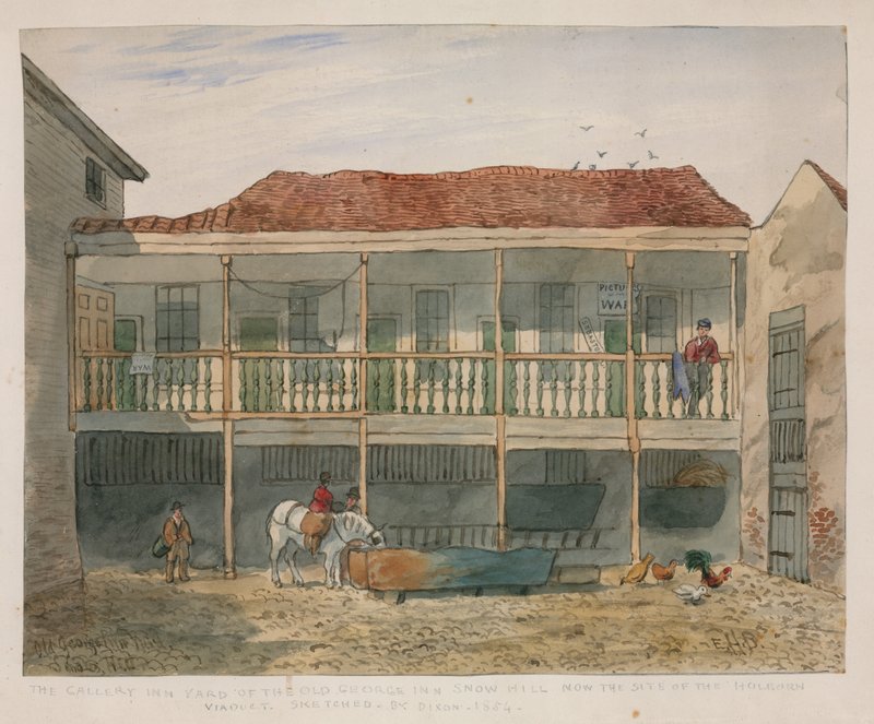The Old George Inn, Snow Hill (wc på papir) af English School