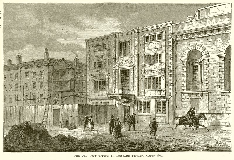 The Old Post Office, i Lombard Street, omkring 1800 af English School