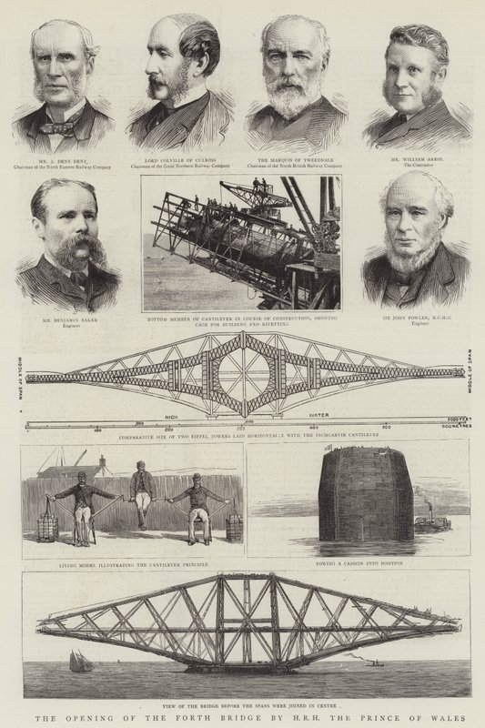 Åbningen af Forth Bridge af HKH Prinsen af Wales (gravering) af English School