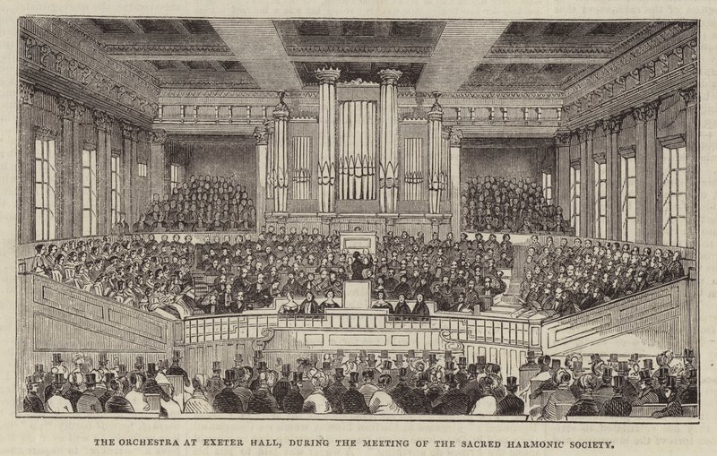 Orkesteret i Exeter Hall, under mødet i Sacred Harmonic Society af English School