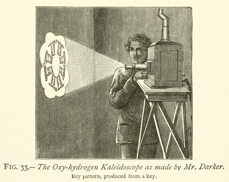 Oxy-hydrogen Kalejdoskopet som lavet af Mr Darker (gravering) af English School
