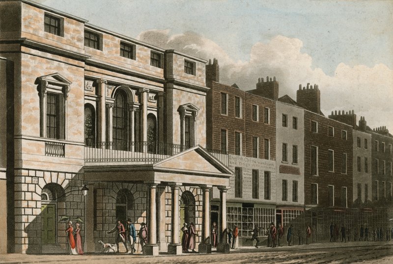 Den palladianske facade og indgangsportik til Pantheon i 1814 af English School