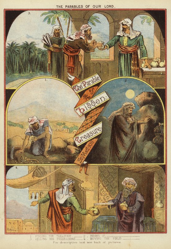 Kristi lignelser: Lignelsen om den skjulte skat (chromolitho) af English School