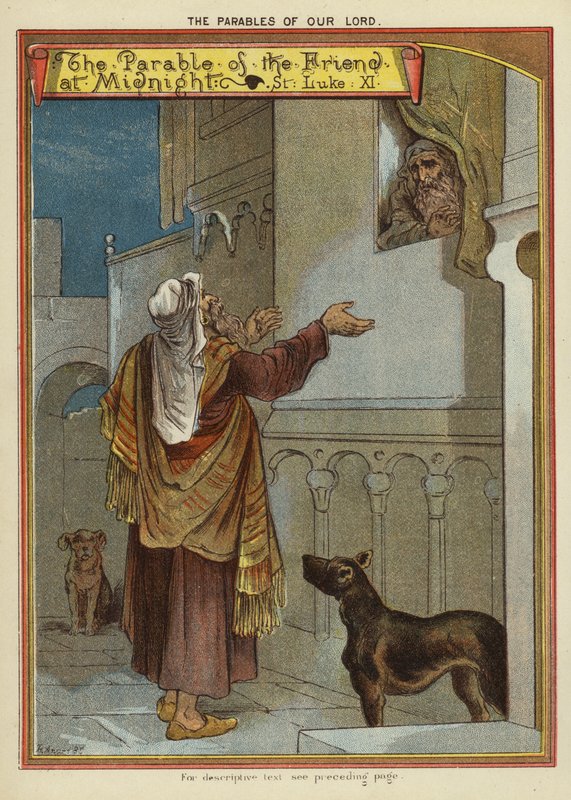 Kristi lignelser: Lignelsen om vennen ved midnat (chromolitho) af English School