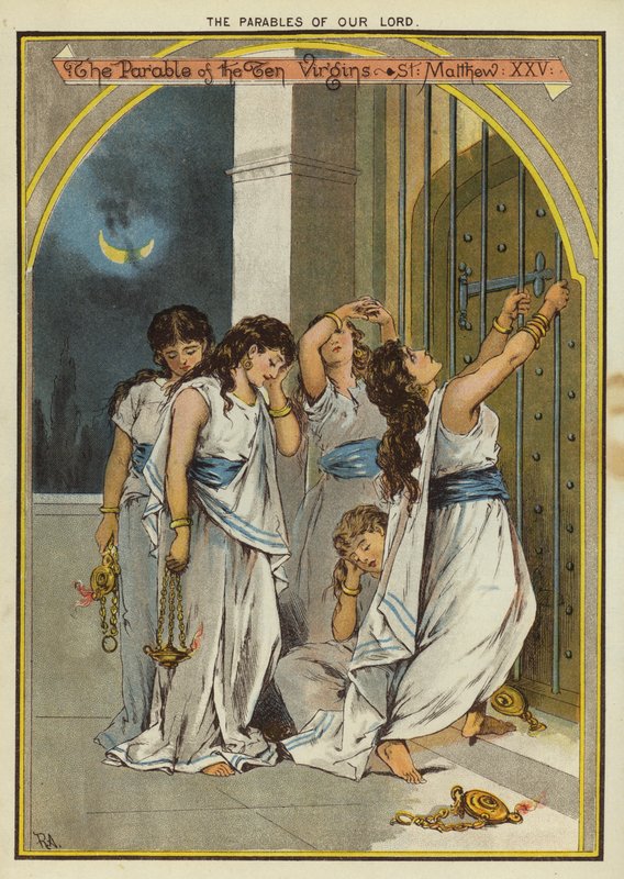 Kristi lignelser: Lignelsen om de ti jomfruer (chromolitho) af English School