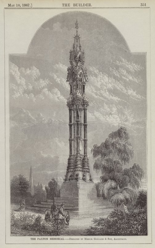 Paxton Memorial, designet af herrerne Goddard og søn, arkitekter (gravering) af English School