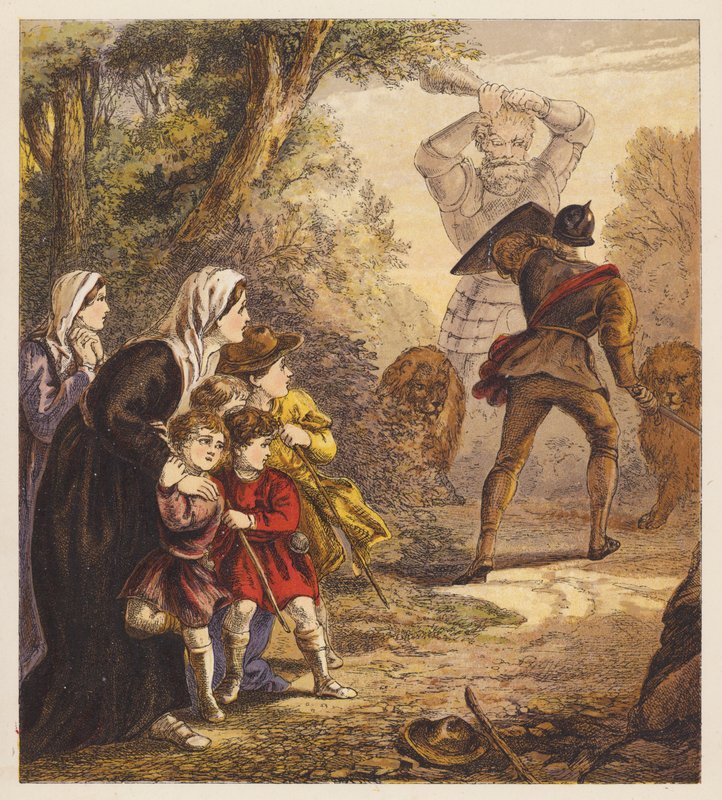 Pilgrimsbørnene (farvelitografi) af English School