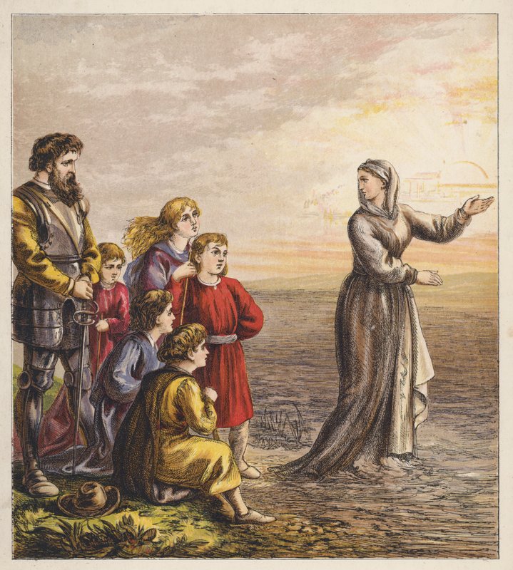 Pilgrimsbørnene (farvelitografi) af English School