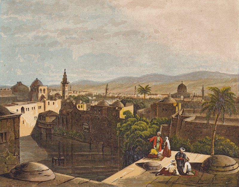 Siloadammen, Jerusalem (farvelitografi) af English School