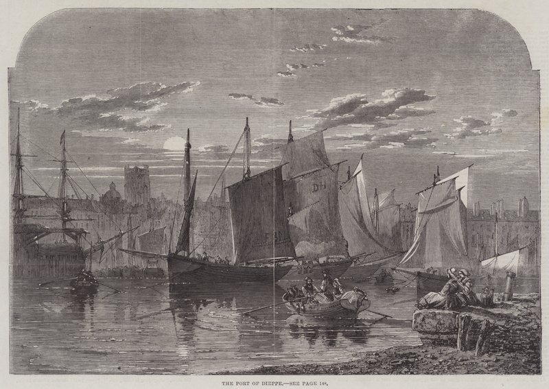 Havnen i Dieppe (gravering) af English School