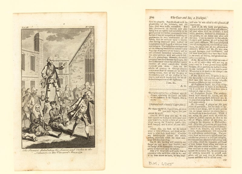 Premieren uddeler brødene og fiskene til arbejderne i sin vingård, 9. maj 1772 af English School