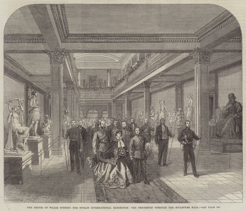 Prinsen af Wales åbner Dublin International Exhibition, Procession gennem Skulpturhallen (gravering) af English School