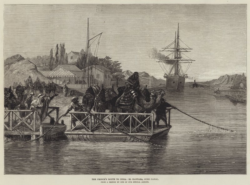 Prinsens rute til Indien, El Kantara, Suez-kanalen (gravering) af English School