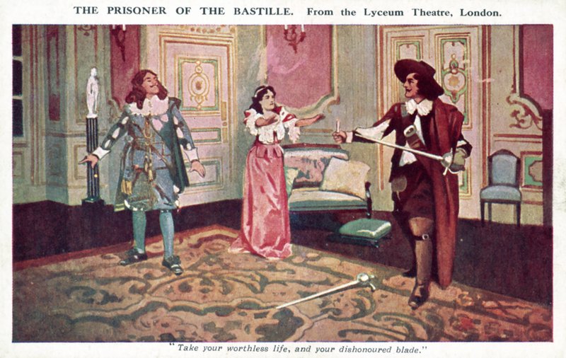 The Prisoner of the Bastille, fra Lyceum Theatre, London (farve litho) af English School