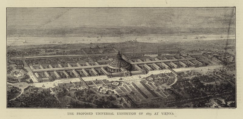 Den foreslåede verdensudstilling i 1873 i Wien (gravering) af English School
