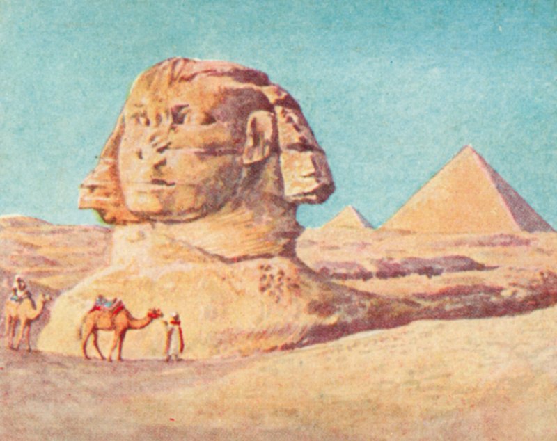 Pyramiderne og Sfinksen (farvelitografi) af English School