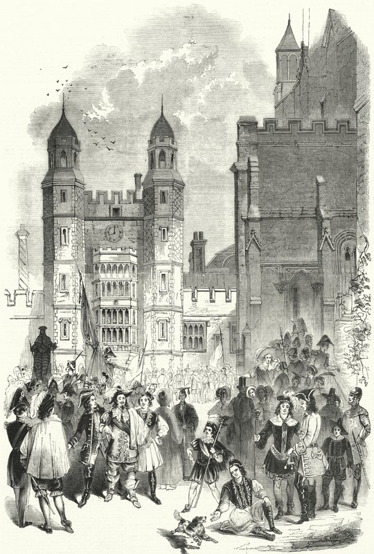The Quadrangle of Eton College om morgenen Montem (gravering) af English School