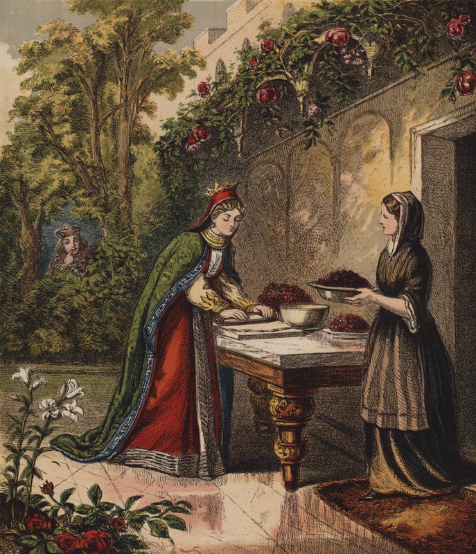 Hjerternes dronning, hun lavede nogle tærter (farve litho) af English School