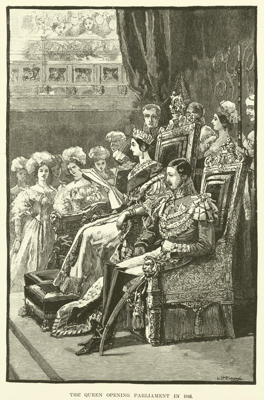 Dronningen åbnede parlamentet i 1846 (gravering) af English School