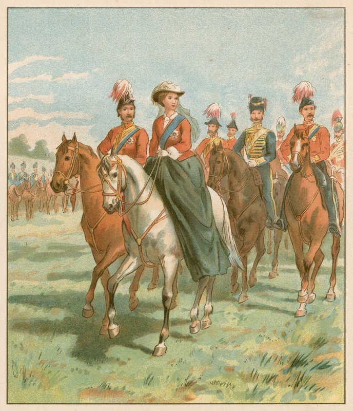 Dronningen og Prinsgemalen ved en anmeldelse af English School